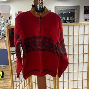 100% New Wool Sweater Leather Collar